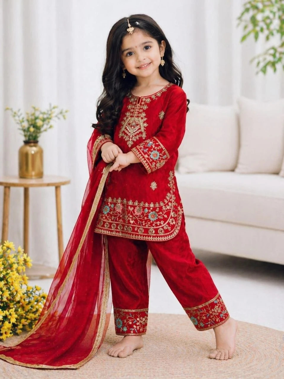 Royal Red Kids Ethnic wear Salwar set